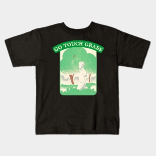 Go Touch Grass | Internet Meme | Retro Style Aesthetic Kids T-Shirt